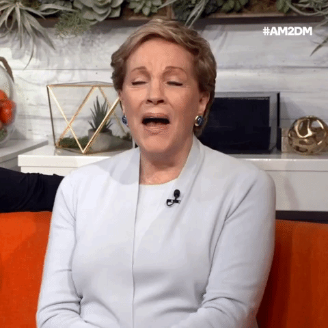 GIF of Julie Andrews saying ''No, I think I'll let people be surprised in the moment, so to speak.''