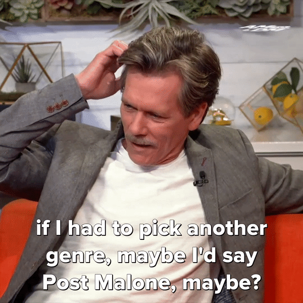 GIF of Kevin Bacon saying ''If I had to pick another genre, maybe I'd say Post Malone, maybe?'' GIF of Kevin Bacon saying ''If I had to pick another genre, maybe I'd say Post Malone, maybe?''
