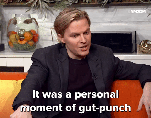 GIF of Ronan Farrow saying ''It was a personal moment of gut-punch to me...where people that I thought would support that kind of reporting were actually very leery of it.''