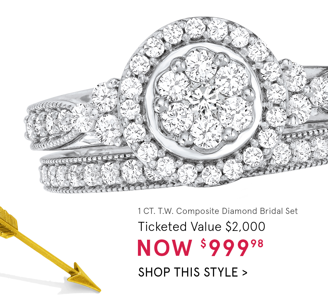 1 CT. T.W. Composite Diamond Frame Tri-Sides Bridal Set